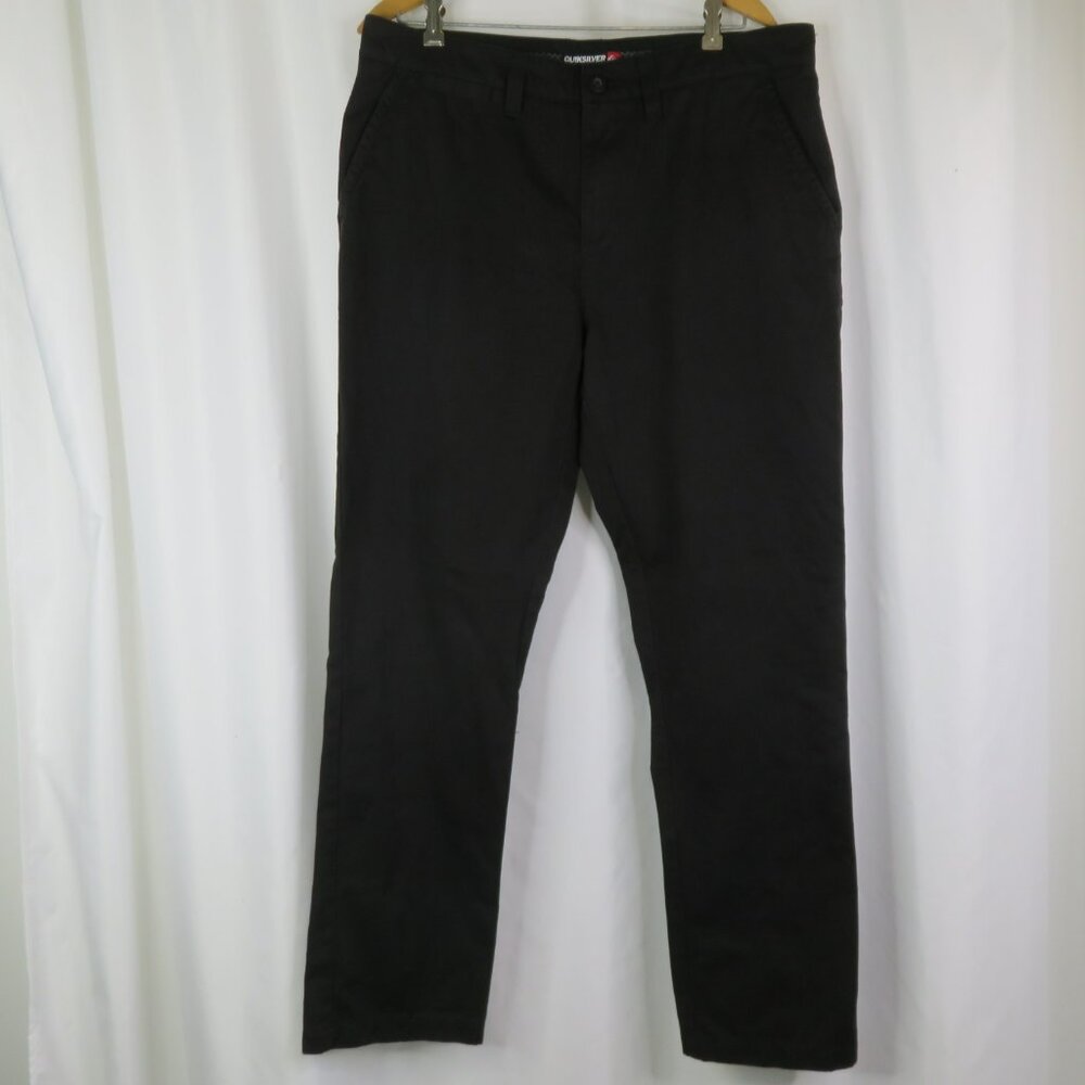 Quiksilver Chinos Pants Black Mens 36 x 31 Cotton Twill Slacks Straight Leg
